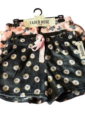 Faded Rose Plush Sleep Shorts 2 Pack Size M